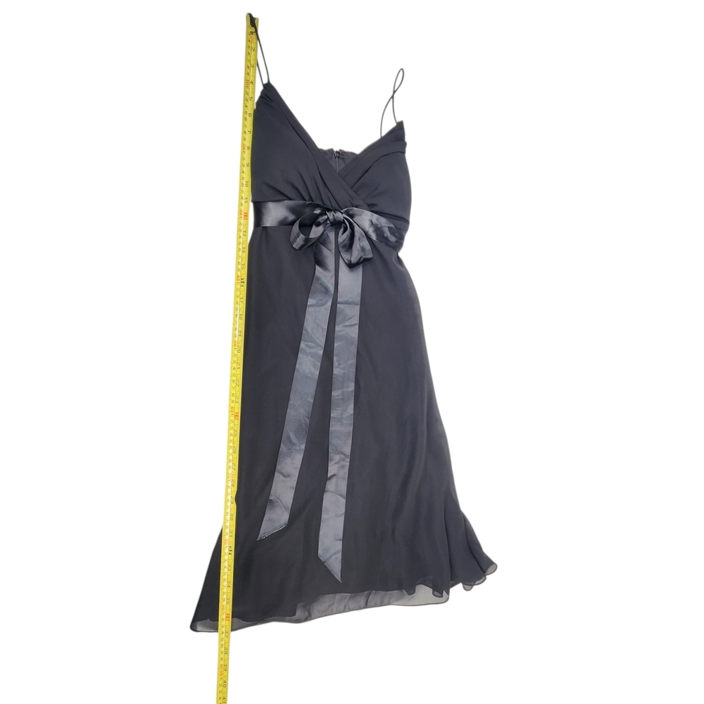 Jump Apparel 90s/Y2k Black Empire Waist Knee Length Dress Satin Bow Flowy Prom - Picture 10 of 10